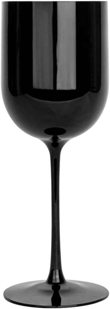 (120 PACK) EcoQuality Plastic Black Wine Glasses with Gold Rim - 12 oz Wine  Cups with Stem, Disposable Shatterproof Wine Goblets, Reusable, Elegant
