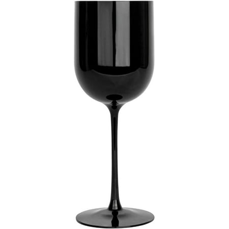 

(60 PACK) EcoQuality Black Plastic Wine Glasses - 12 oz Wine Glass with Stem Disposable Shatterproof Wine Goblets Reusable Elegant Drink Cup Tumbler Weddings Party Dinner Baby Showers
