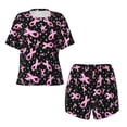 thumbnail image 2 of Yiaed Breast Cancer Awareness (2) Print Short Sleeve Pajama Sets for Women Casual Crew Neck 2 Piece Lounge Sets Women's Short-Sleeved Pajama-Medium, 2 of 5