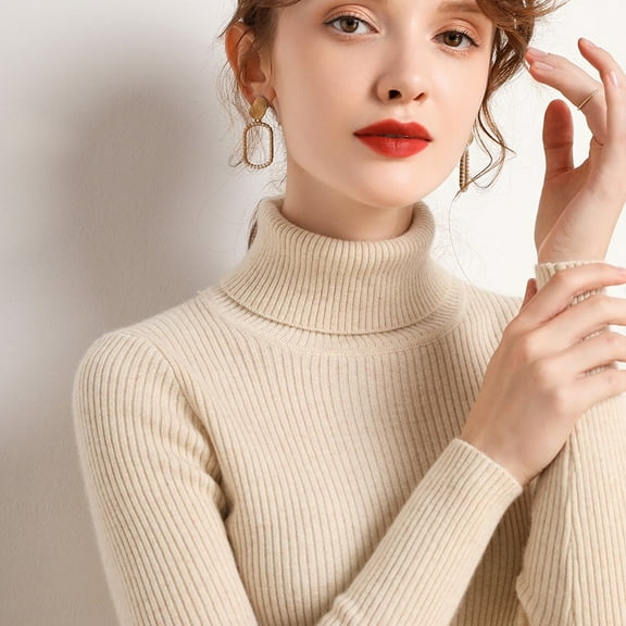 LOVE DOCK Women Turtleneck Sweaters Casual Soft YAMXUN Pullovers Elastic Jumpers Knit Slim Basic Sweater For Women Winter 2022