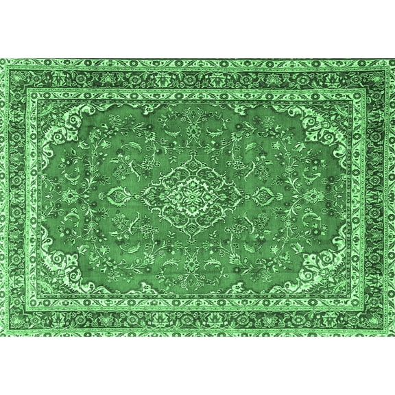 Ahgly Company Indoor Rectangle Persian Emerald Green Traditional Area Rugs, 5' x 7'