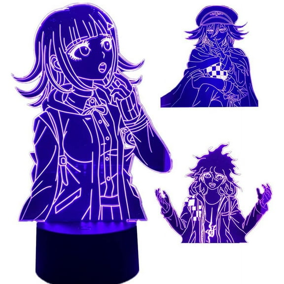 Anime Manga Kokichi Oma/Chiaki Nanami/Nagito Komaeda Figure 3 Acrylic Light Boards   1 Base Combination 3D Lamp USB Bedroom Decor Night Light Child