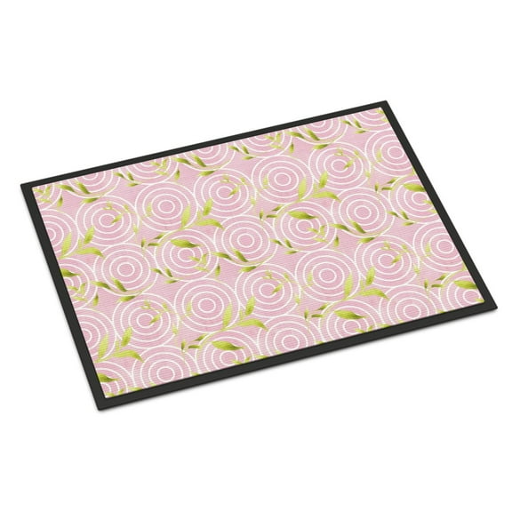 Gemoetric Circles on Pink Watercolor Doormat 18x27