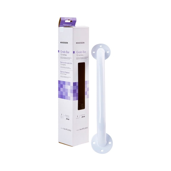 McKesson Grab Bar for Bathtubs and Shower Safety, Fall Prevention, 12 in, 1 Ct