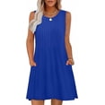 thumbnail image 3 of Women's Spring Crew Neck Sleeveless Printed Flowy A-Line Sundress with Pockets Casual Midi Dress, 3 of 7