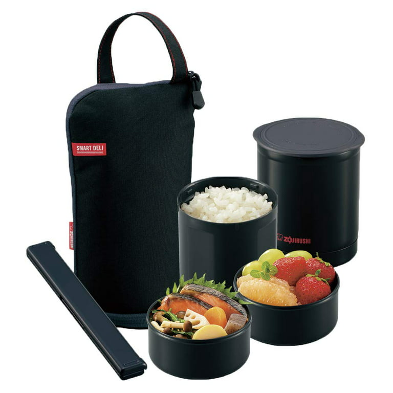 Zojirushi (ZOJIRUSHI) stainless Hood jar Keep warm lunch box chopsticks & lunch  bag With microwave Correspondence Rice container 0.24L Side dish container  0.19L × 2 A black SZ-JB02-BA SZ-JB02-BA 