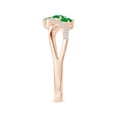thumbnail image 4 of ANGARA Natural Oval Emerald Three Stone Bypass Ring with Diamonds in 14K Rose Gold for Women (Size-4x3mm) | May Birthstone, Birthday, Anniversary, Jewelry Gift for Women | Natural Emerald Ring, 4 of 9