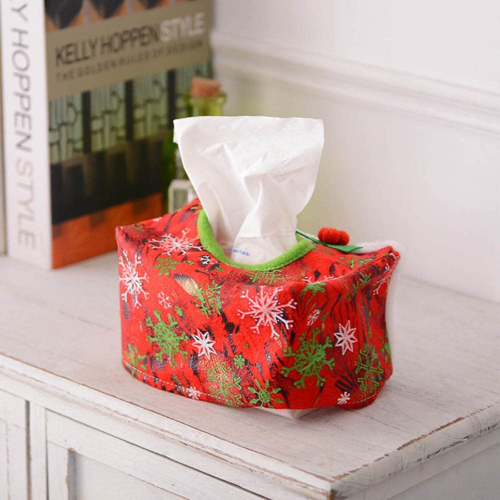  Tissue Box Cover Compatible with Red Christmas Decoration Star,  Square Decorative PU Leather Tissue Box Holder Modern Tissue Case Paper  Organizer for Vanity Countertop, Night Stands, Desk, Car : Home 