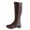 Brown Knee High Boots, variant on hopeusnice Women's Knee High Boots Faux Leather Round Toe Back Zipper Pull On Booties Elastic Low Heel Block Heel Fall Winter Shoes Black 37