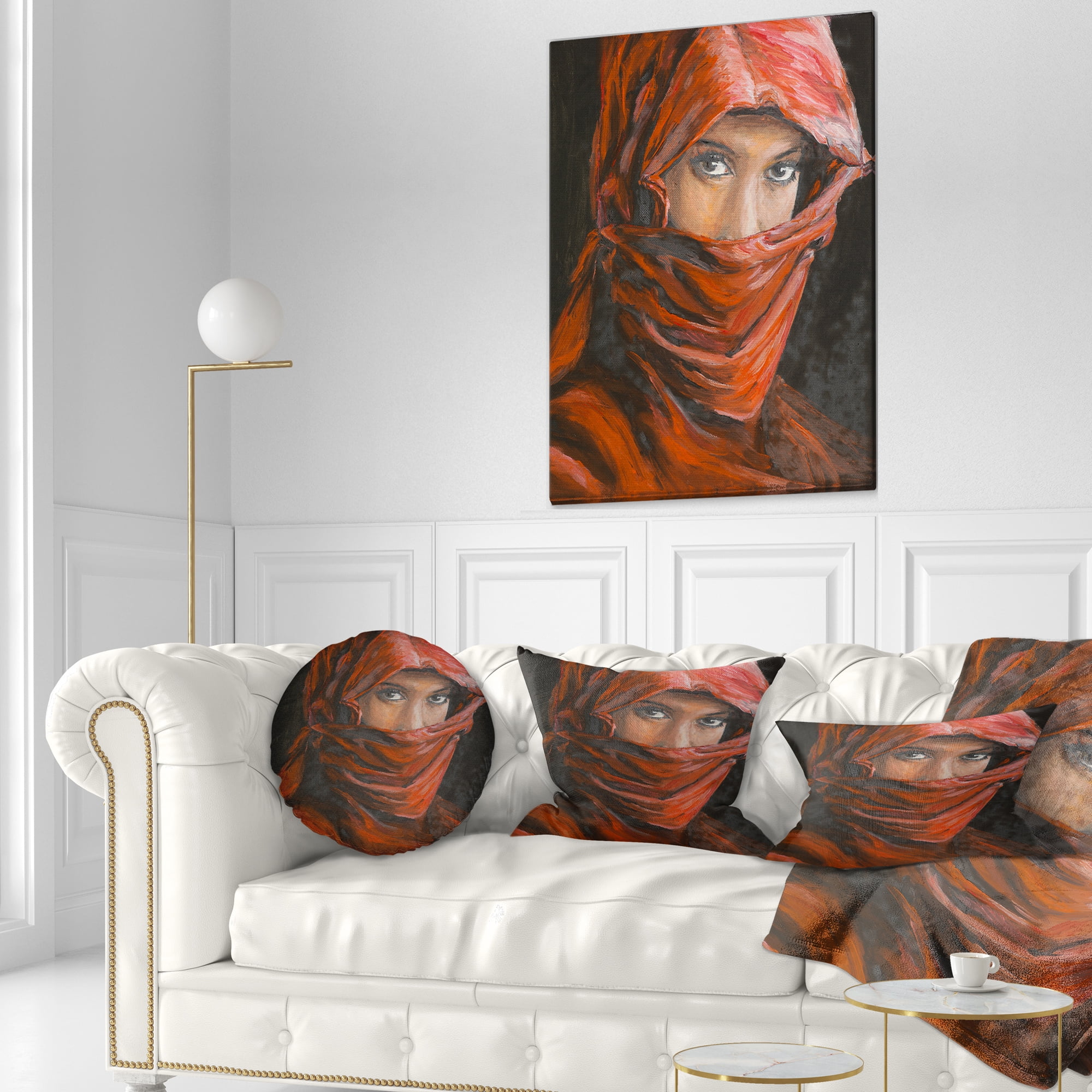 Designart Arabian Woman in Hijab - Portrait Throw Pillow - 12x20