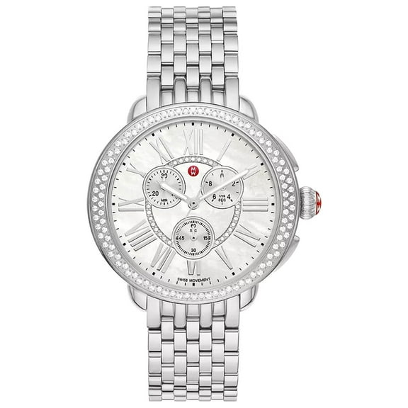 Michele Serein Chronograph Diamonds Mother-of-Pearl Dial Stainless Steel Womens Watch MWW21A000068