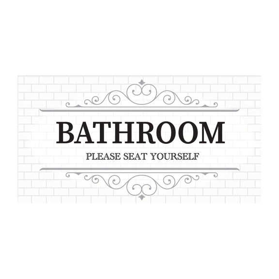 Bathroom Seat Yourself White Tile Grey Scroll 20 x 10 Wood Wall Sign Plaque