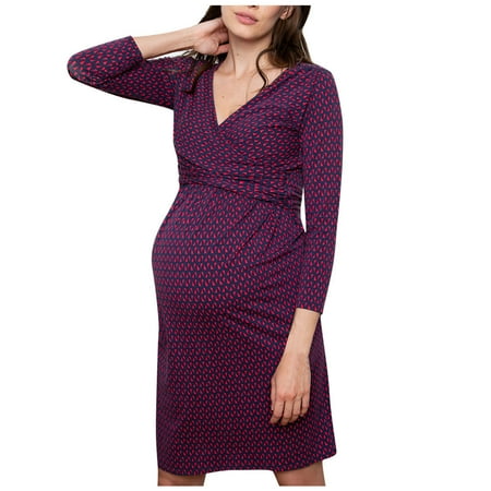 

TAIAOJING Women s Floral Long Sleeve Summer Maternity Nursing Breastfeeding Dress Pregnant Nusring Long Sleeve Print Floral V-Neck Dress