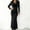 *Black, variant on ClodeEU Women's Cowl Neck Long Sleeve Maxi Dress ,Pleated Slim Fit Evening Gown Black,Womens Plus L