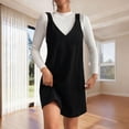 thumbnail image 5 of Women V Neck Corduroy Overall Dress Fall Pinafore Jumper Dress, 5 of 9