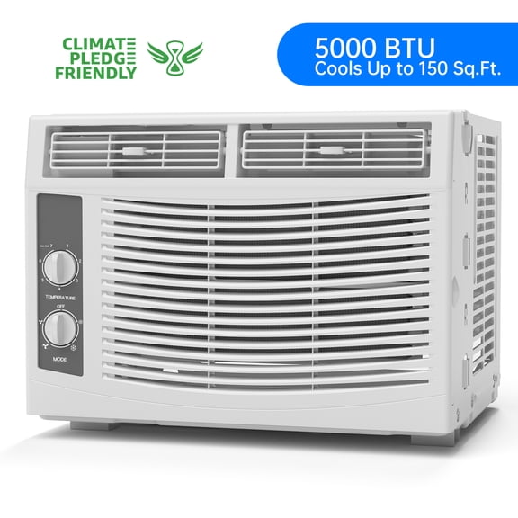 5000 BTU Window Air Conditioner Easy Cool - Capable of Cooling Up to 150 sq ft. 2 Fan Speeds, 4-Way Air Direction, Mechanical Control, Filter, for Small Room Air Conditioner, Small Ac Unit