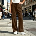 thumbnail image 2 of Women's Soft Fabric Slim Fit Sports Pants, Mid Elastic Waist, Drawstring Fitted, Pocket, Casual Lounge, Athletic Gym Fitness, Workout Leggings | UKHCCC,Brown L, 2 of 7