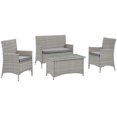 thumbnail image 1 of Modway Bridge 4-Piece Rattan Outdoor Patio Furniture Conversation Set in Light GrayGray, 1 of 7