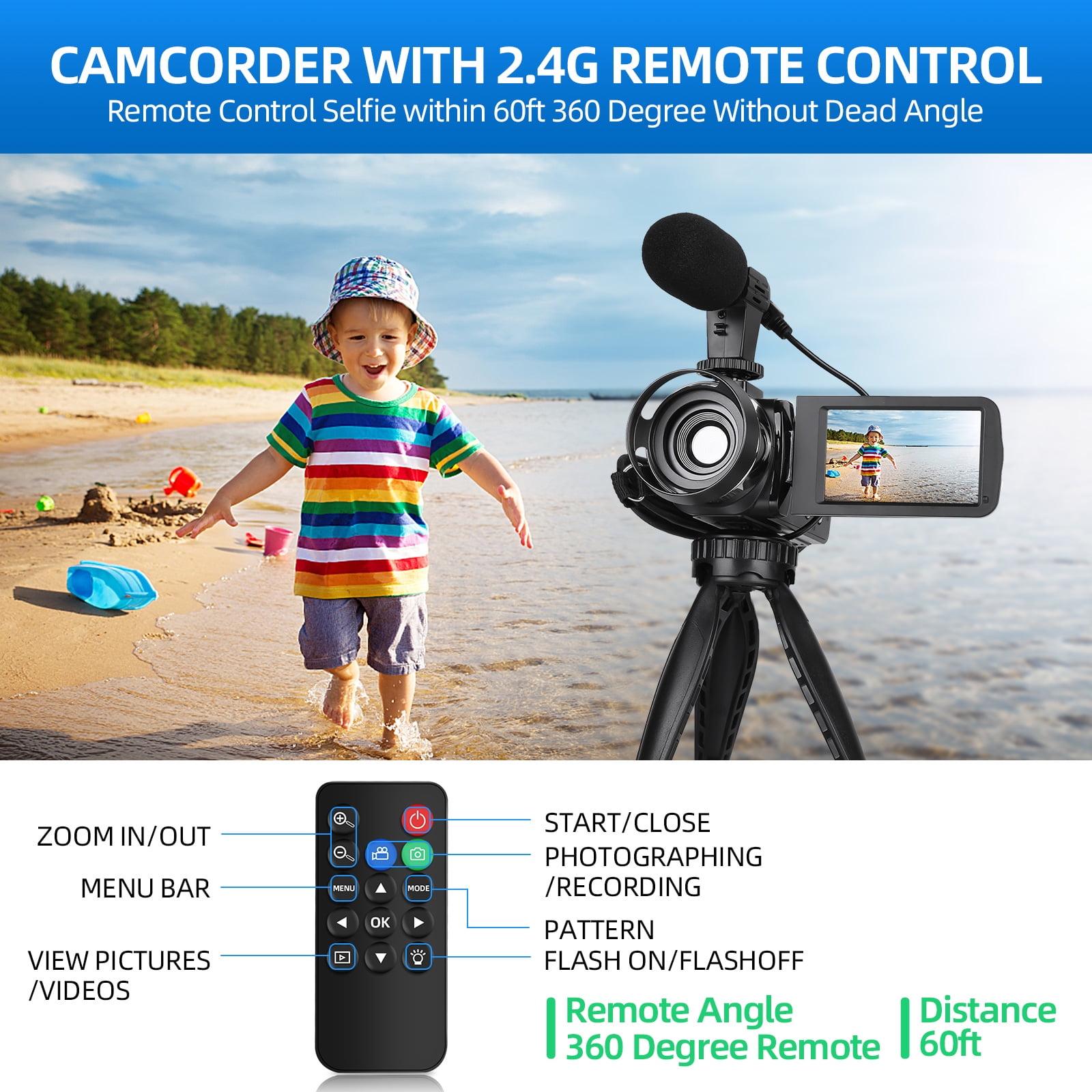 NBD Video Camera 2.7K Ultra HD 42MP Youtube Vlogging Camera 3.0” Camcorder with Remote Control