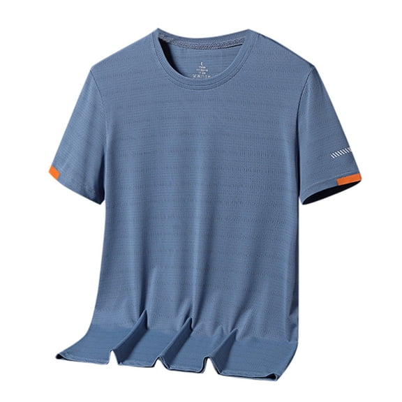 Kcolen Mens T-Shirts 20 Summer Men's Casual Round Neck Short Sleeve T-Shirt Elastic Ice Silk Loose Fit Comfortable Tee