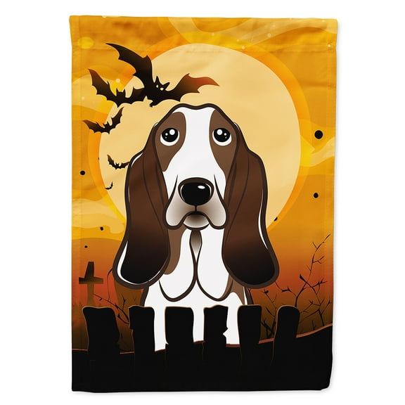 Caroline's Treasures BB1801CHF Halloween Basset Hound Flag Canvas House Size , Large, multicolor