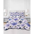 thumbnail image 2 of Quilts Queen Size Bedding Set, Blue Lavender Floral Reversible Summer Quilt 3 Pieces, Farmhouse Botanical Flowers Leaf Lightweight Bedspreads Coverlets with 2 Pillow Shams for All Seasons, 2 of 5