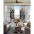 thumbnail image 2 of Summer Coastal Blackout Curtains for Bedroom Living Room, Retro Ocean Brown Conch Marine Life Wood Grain 84 In Long Thermal Insulated Room Darkening Drapes Grommet Window Treatments, 52 x 84 In, 2 of 9
