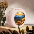 thumbnail image 6 of Yiaed Sunset Sky Sunflower Print Travel Jewelry Case Bridesmaid Gift Boxes Jewelry Travel Organizer Small Round Jewelry Box Mini Storage-Pink, 6 of 7
