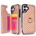 thumbnail image 2 of PU Leather Crossbody Wallet Case for iPhone 16 Plus, Detachable Magnetic Card Holder RFID Blocking Adjustable Strap Rotating Ring Stand Elegant & Stylish Protective Phone Cover, Rosegold, 2 of 10