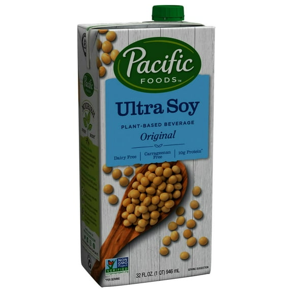 Pacific Foods Beverage Soy Unsweetened Plain 32 oz (Pack Of 12)