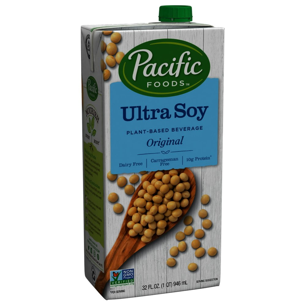 Pacific Foods Beverage Soy Unsweetened Plain 32 oz (Pack Of 12)
