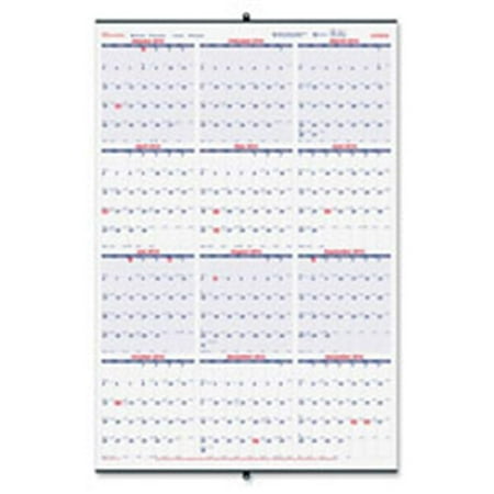 Rediform REDC172212 Yearly Wall Calendar, Jan-Dec, 24 in. x 36 in., White