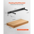 thumbnail image 2 of VEVOR Floating Shelf Brackets 2 Pcs, 150 lbs/68 kg Weight Capacity, 22x6.2x1.5 inch / 558.4x157.4x38.1 mm, Heavy Duty Hidden Shelf Brackets Support, Wall Mounting Invisible Floating Shelves Bracket, 2 of 9