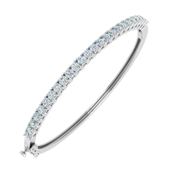 2 Carat Natural Diamond Womens Bangle Bracelet in 10K White Gold (7 Inch)