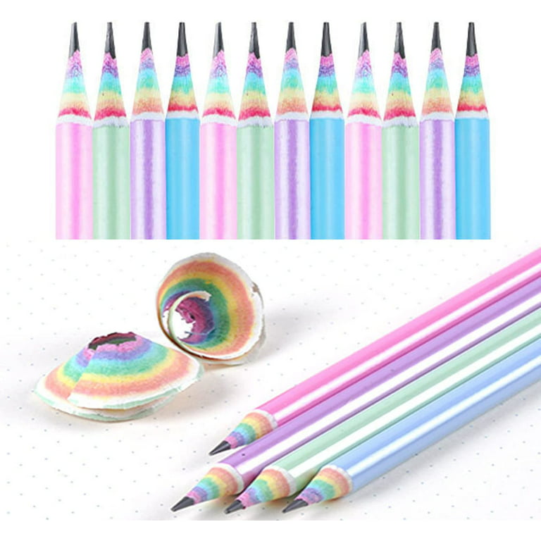 12Pack Rainbow Pencils Set for Kids, Hb Cool Novelty Pencils