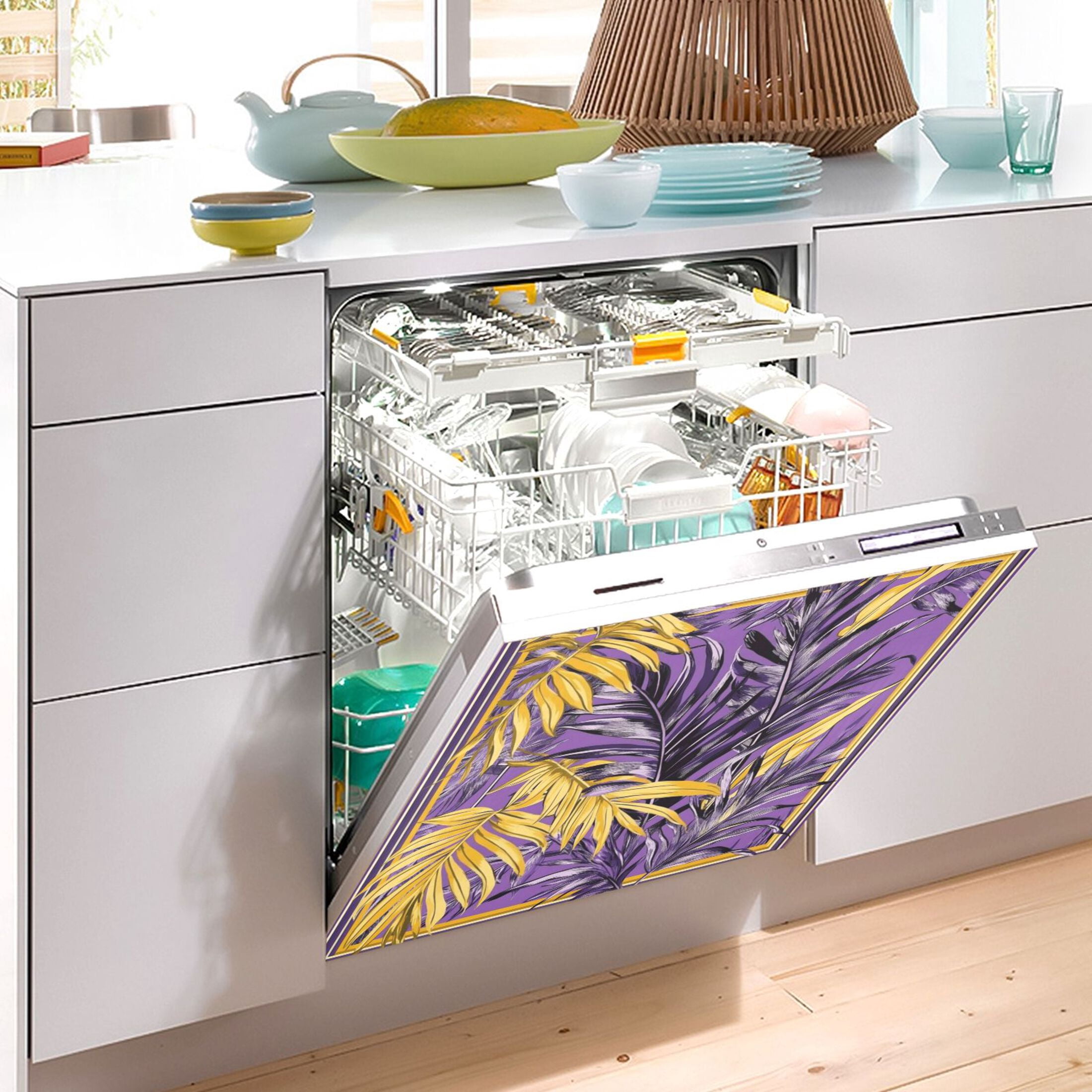 Dishwasher Magnetic Sticker 23x26 Inch Refrigerator Magnetic Sticker Washing Machine Magnetic Sticker Kitchen Panel Magnetic Sticker Home Decor Cool Yellow Leaf