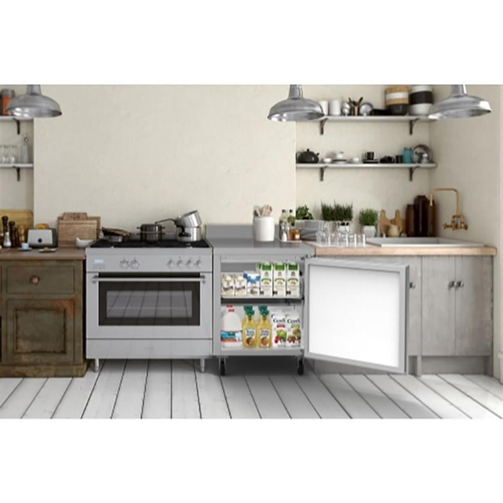 Pemberly Row 27" Stainless Steel Worktop Commercial Refrigerator in Silver