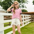 thumbnail image 7 of Xyxonk Girls Tops Kids Casual Crew Neck Shirt 2025 Golf Tees Summer Short Sleeve Solid Color Outfits 1-15 years, 7 of 7