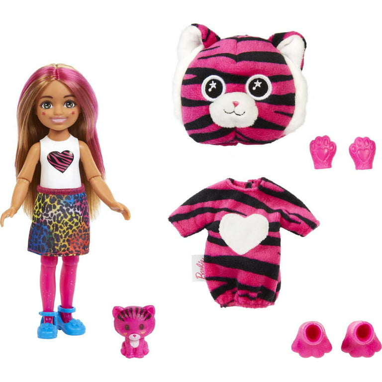 Barbie Cutie Reveal Chelsea Small Doll with Tiger Plush Costume, Mini Pet &  Accessories