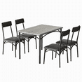 thumbnail image 1 of 5 Piece Dining Table Set for 4, Kitchen Table and Chairs Rectangular, Metal and Wood Dinning Room Table Furniture Set for Kitchen, Apartment, Rustic Grey, 1 of 3