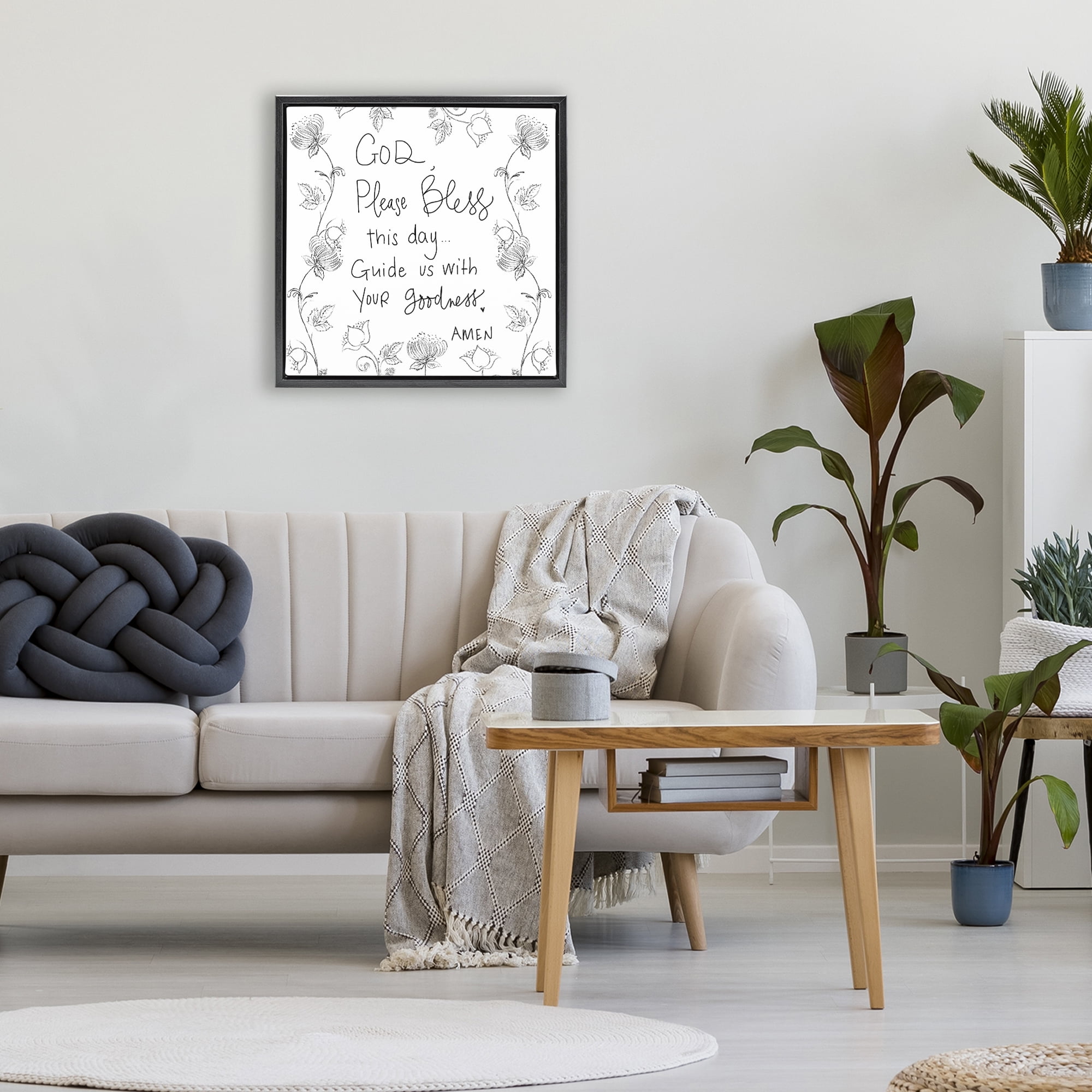 Stupell Industries God Bless This Day Black Framed Floater Canvas Wall Art, design by Patricia Pinto