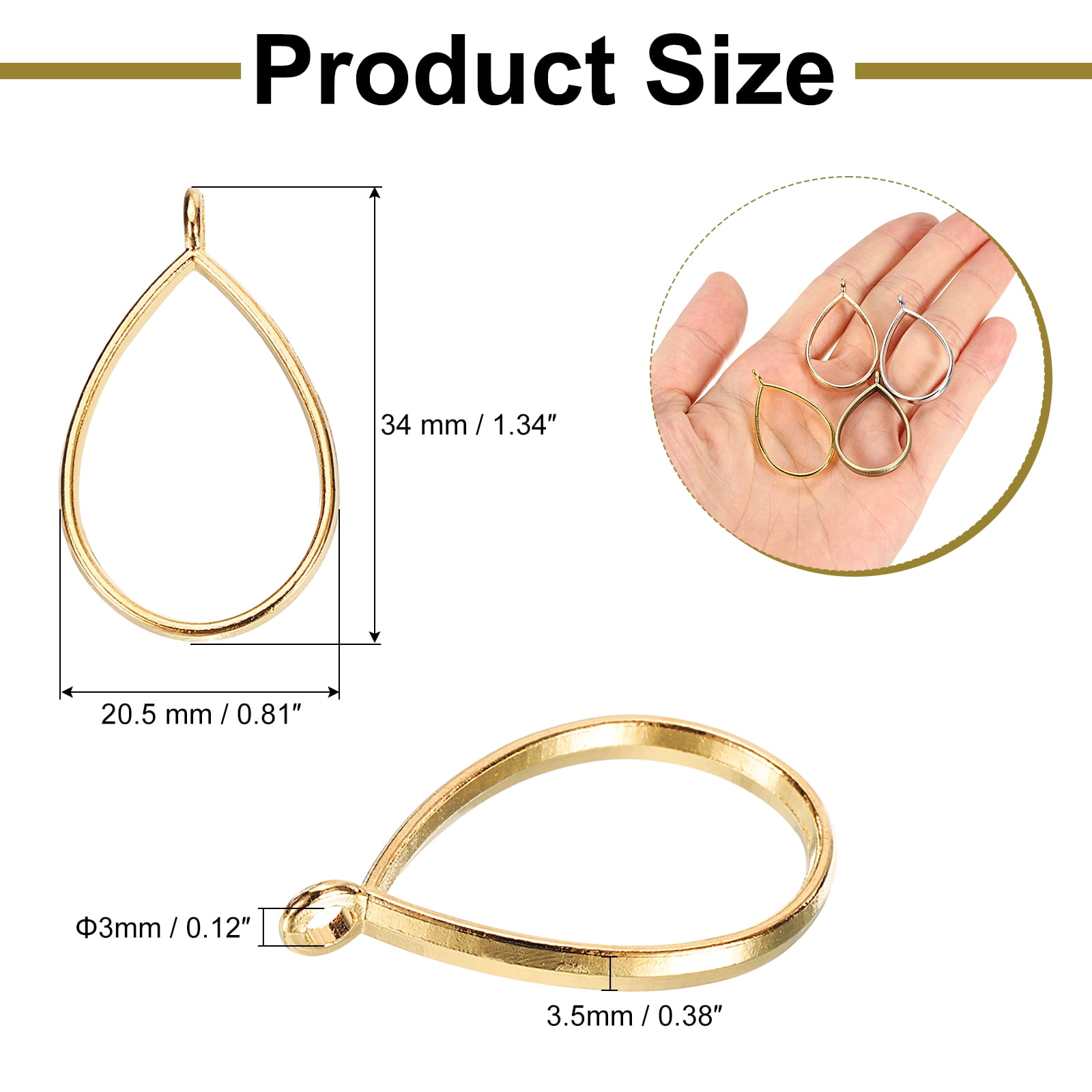 Unique Bargains Alloy Open Bezel Pendants for Jewelry Making Earrings Bracelet DIY Gold