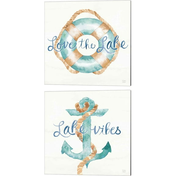 Great Art Now Lake Love A by Dina June 2 Piece Canvas Art Set Each 14W x 14H