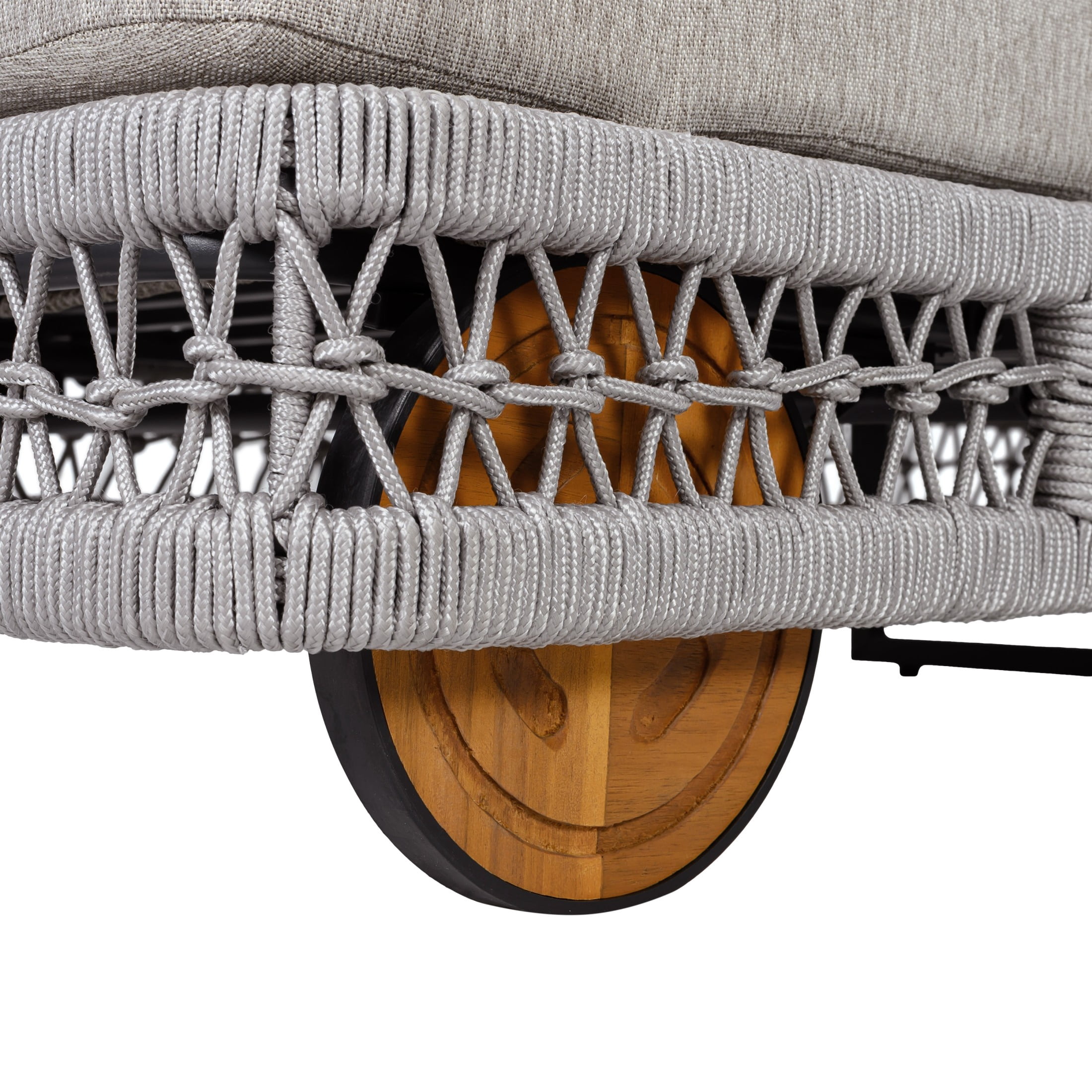 Christopher Knight Home Outdoor Woven Rope Chaise Lounge with Wheels, Adjustable Backrest, Steel Frame, Gray