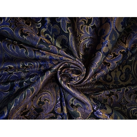 silk brocade fabric-hand loom woven black/purple/gold metallic color 44" wide BRO206[5]