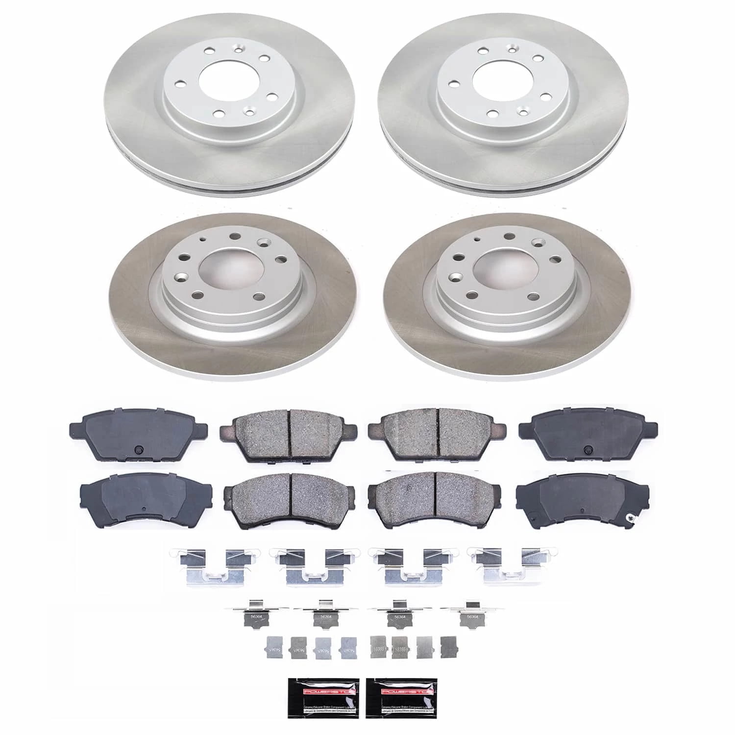 PowerStop Front and Rear Semi-Coated Rotor and Low-Dust Ceramic Brake Pad Kit SC200
