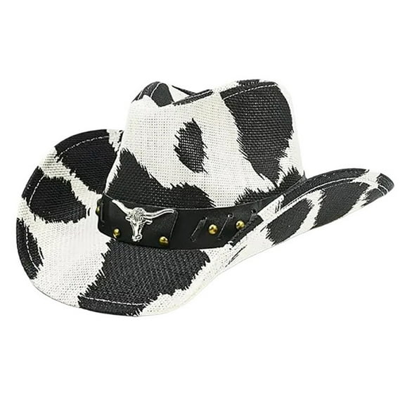 Yoetaun Cow Pattern Hat Women Funny Hat Autumn and Winter Fedoras Hat with Lanyard Fancy Dress for Beach Dress Up Birthday