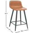 thumbnail image 3 of SAFAVIEH Asena Square Low Back Counter Stool, Cigar/Black, 3 of 12
