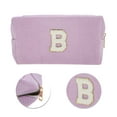 thumbnail image 4 of Unique Bargains 1 Pc Corduroy Rectangular Letter B Makeup Bag Pink Purple, 4 of 5
