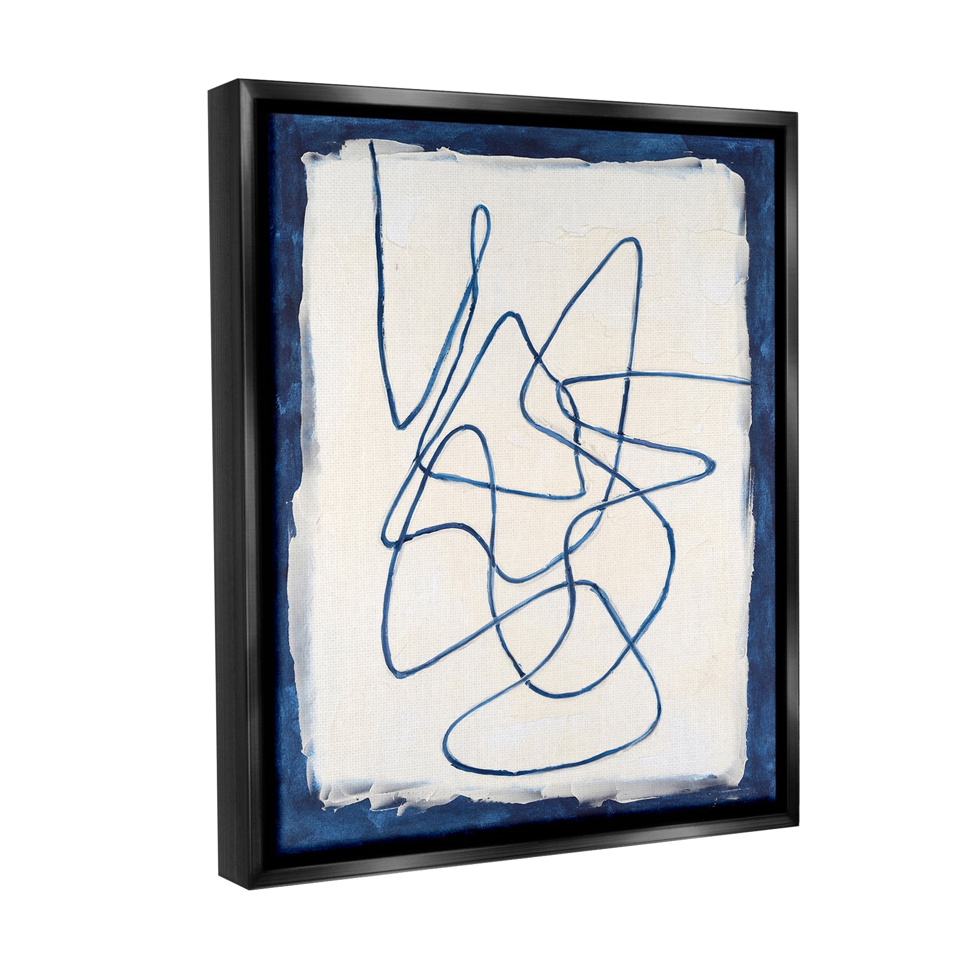 Stupell Industries Continuous Line Doodle Abstract Painting Black Floater Framed Canvas Art Print Wall Art, 25 x 31